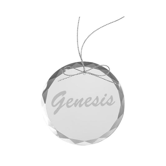 Circa 80s Logo Round Laser-Etched Glass Ornament