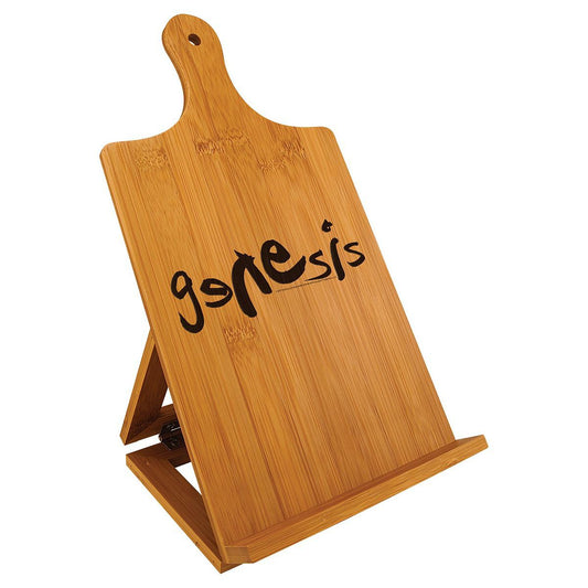Modern Logo Engraved Bamboo Cookbook Easel