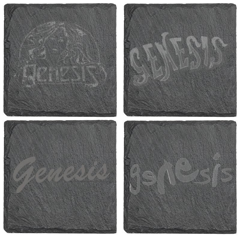 Logo Collection Laser Engraved Square Slate Coaster (set of 4)