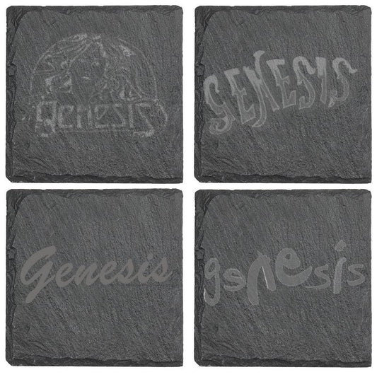 Logo Collection Laser Engraved Square Slate Coaster (set of 4)