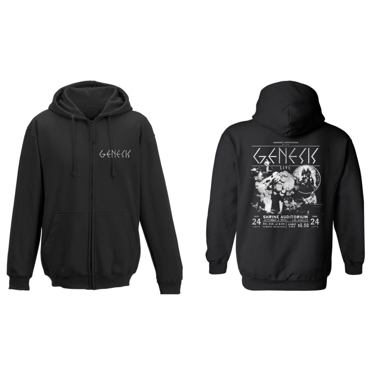 Genesis Shrine Auditorium 1975 Black and White Zip Hoodie