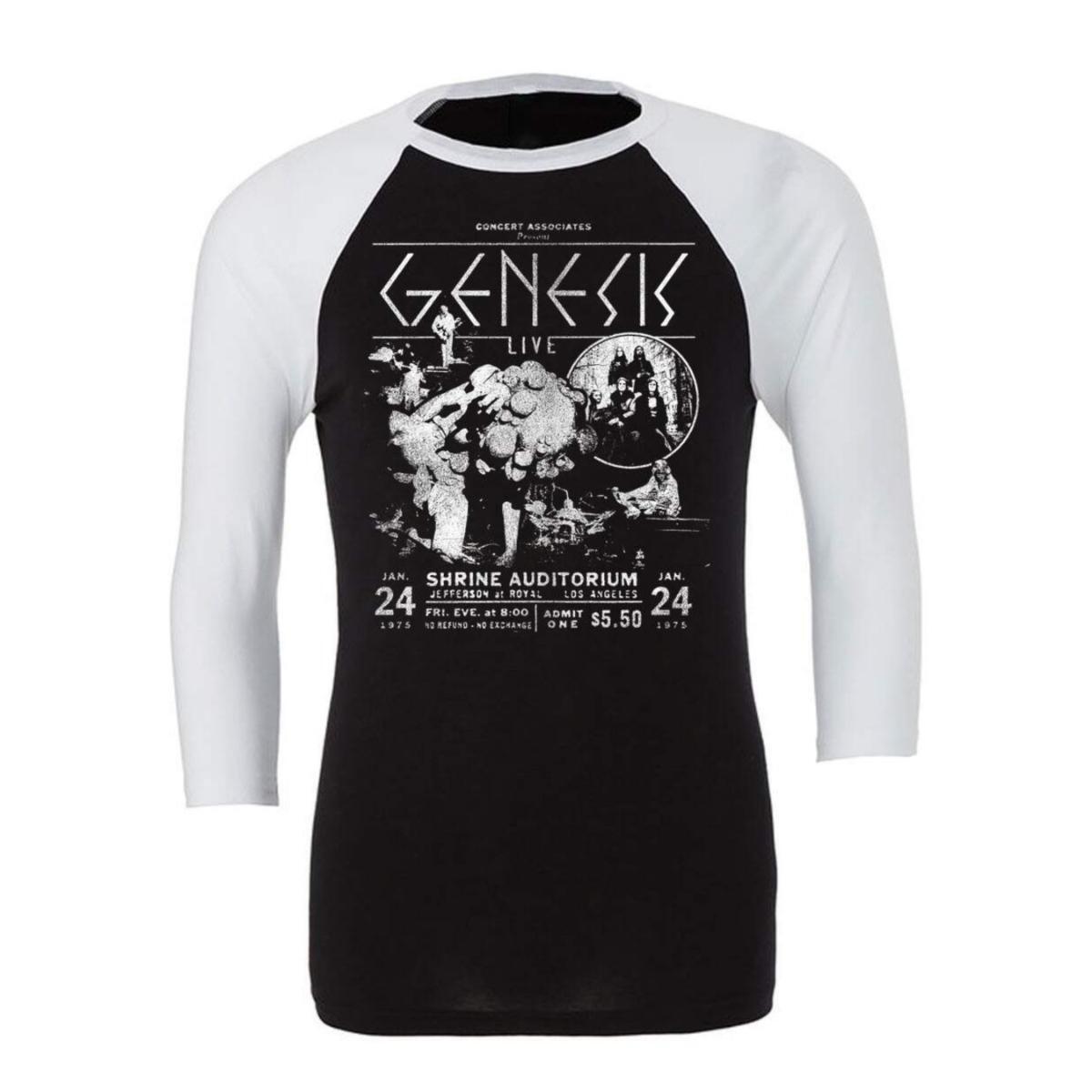Genesis Shrine Auditorium 1975 Black and White Baseball Tee