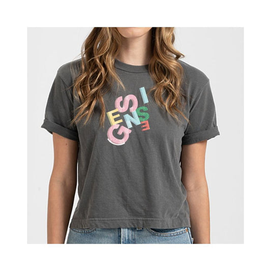 Pastel Jumble Logo Retro Crop Top